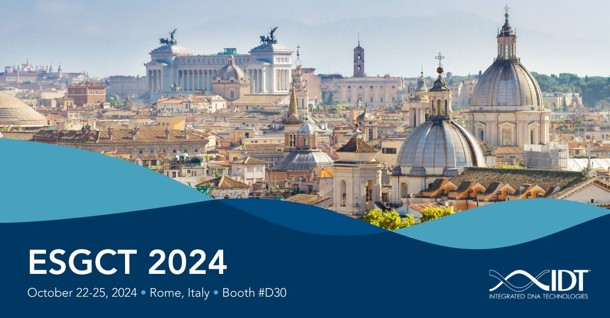 idtdna's tweet image. Join US at #ESGCT2024 to discuss the latest advances in genetic research! Stop by our booth, D30 to discover firsthand how our revolutionary #CRISPRsolutions have the power to give you confidence in your research. We hope to see you there: esgctcongress.com

#ESGCT #ESGCT24