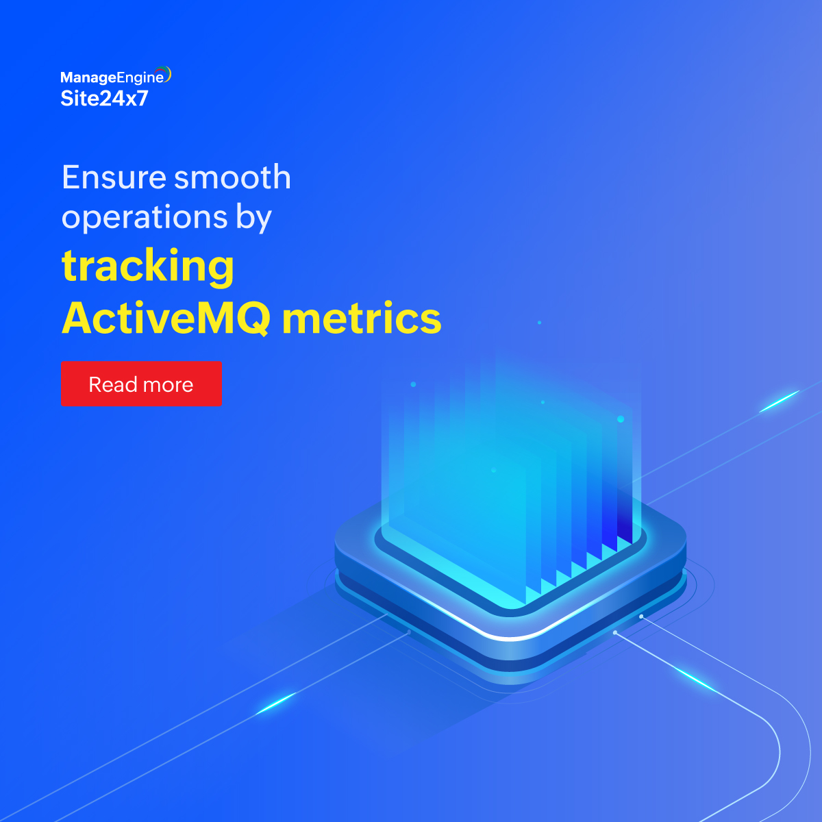 Site24x7's tweet image. Keep your messaging system running smoothly! Monitor key #ActiveMQ metrics to prevent memory leaks, storage issues, and high message queue times. Learn how with #Site24x7:
site24x7.com/blog/monitor-a…
#PerformanceMonitoring #Messaging
