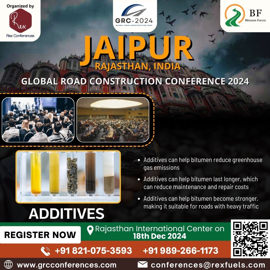 BitumenForumIN's tweet image. 🌍 Get ready for the Global Road Construction Conference 2024 in Jaipur! Discover how additives are transforming the bitumen industry, reducing emissions, and boosting road durability. Join us on 18th Dec 2024!

#GRC2024 #BitumenAdditives #RoadConstruction