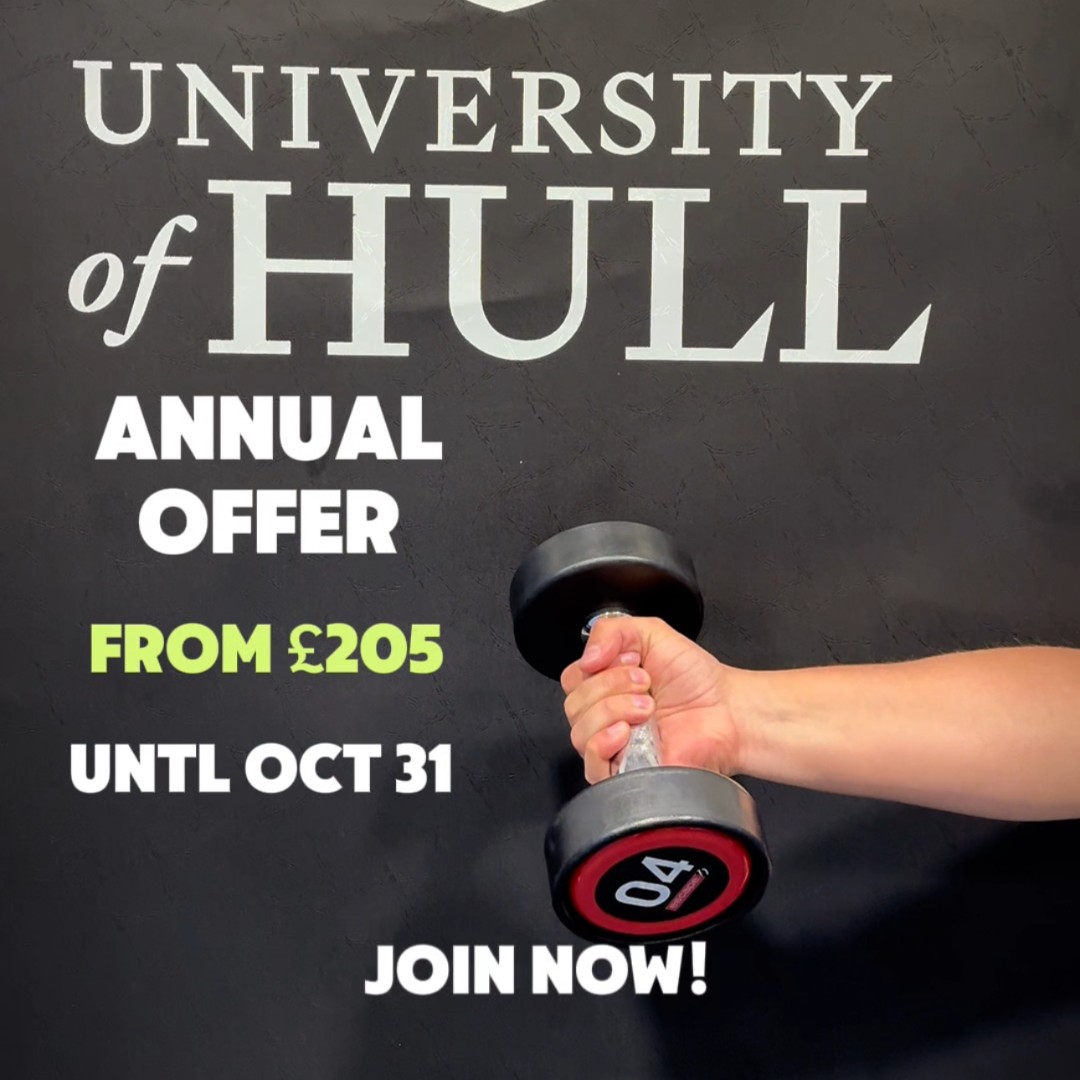 🏋️‍♀️ Hull Uni Fitness Deal! 
Join now:

Students/Staff: from £205
Community: from £235

Get:

Top gym tech
Group classes
Racket sports
Expert guidance

Offer ends 31/10/24!
Comment "Gym" for signup link.
Your year to shine at Hull Uni Sport &amp; Wellbeing!
#HullUniSport #FitnessOffer