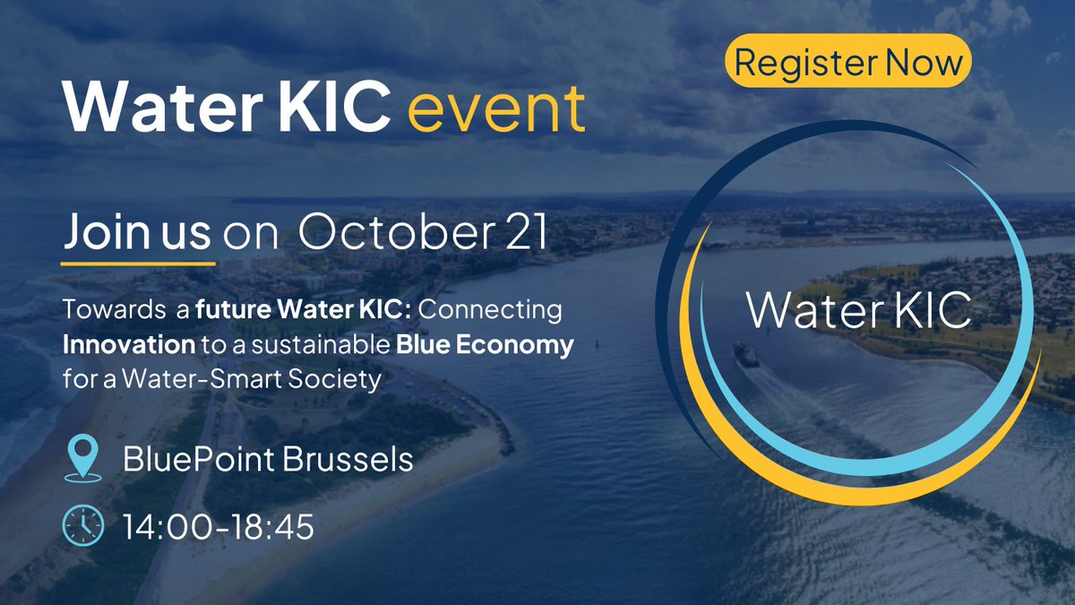 ⚡Last call to register for the #WaterKIC event!

Join us to discover opportunities from the EIT Water KIC and connect with leaders from research, business, and education.

🚀REGISTER NOW: buff.ly/3Y2ElLU

⏰ 14:00-18:45
📍 BluePoint, Brussels