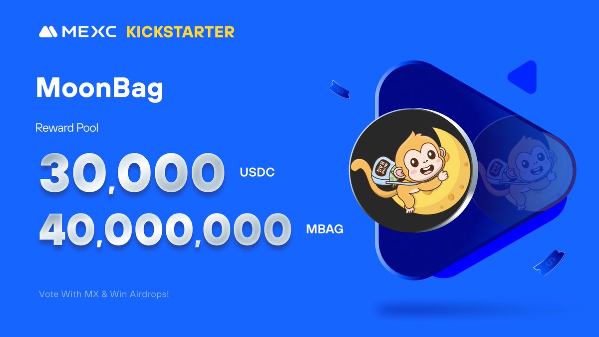 MEXC's tweet photo. .@Moonbag_org, a community-driven cryptocurrency meme coin focused on transparency, staking rewards, and community governance, is coming to #MEXCKickstarter 🚀

🗳Vote with $MX to share massive airdrops
📈 $MBAG/USDT Trading: 2024-10-16 13:00 (UTC)

Details: https://t.co/6s75Dv8JCA