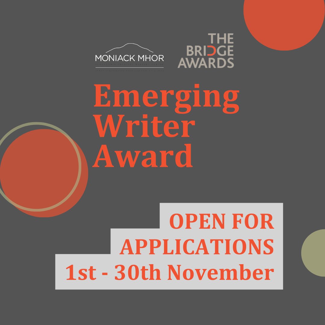 The Emerging Writer Award will open for applications at the beginning of November! ⚡️

More info about the award and the eligibility criteria can be found here: moniackmhor.org.uk/writers/awards…