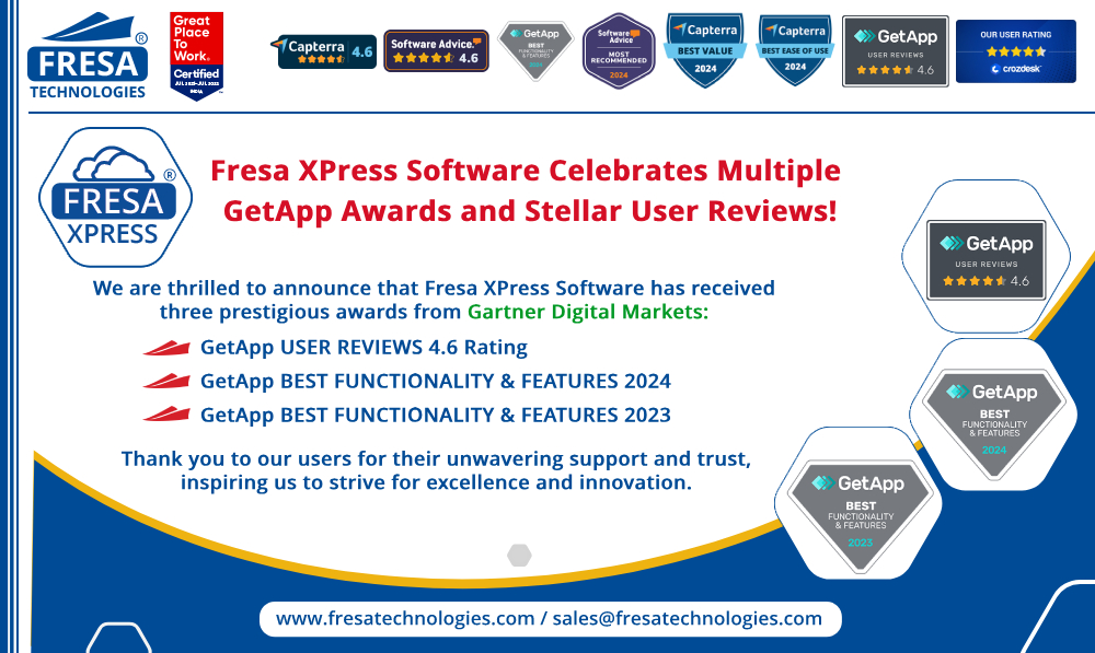 fresatechnology's tweet image. Fresa XPress Software Celebrates Multiple GetApp Awards and Stellar User Reviews
We are thrilled to announce that Fresa XPress Software has received three prestigious awards from Gartner Digital Markets
#fresa #ThankYouUsers #SoftwareRecognition #CustomerFirst #Grateful