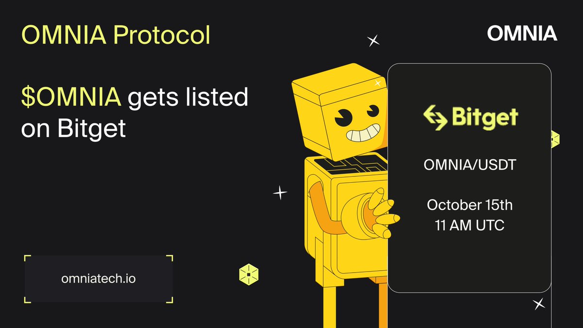 omnia_protocol's tweet photo. $OMNIA is coming to @bitgetglobal 

OMNIA/USDT will be available for trading today 15th October 2024, at 11 AM UTC.

Read more 👇
https://t.co/Ck5SoxerpK https://t.co/NbNB1xX4BG