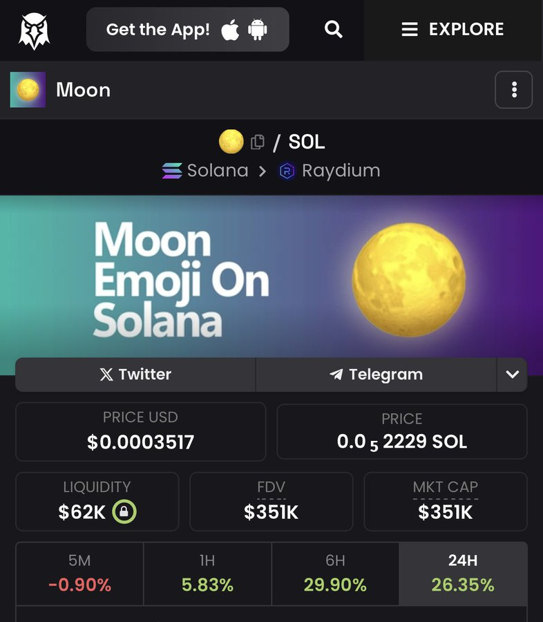 CryptoGrayWolf's tweet photo. 🌕 $Moon is reaching higher and further! In just 3 days, $Moon has conquered many major platforms. Have you seen $Moon everywhere yet? If not, take action quickly and join now!

Ca 🌕: FZEWxnkkVM4Eqvrt8Shipj6MJsnGptZNgM7bZwPmpump

#Moon #Meme #Emoij #Solana https://t.co/NOSYSgn93C