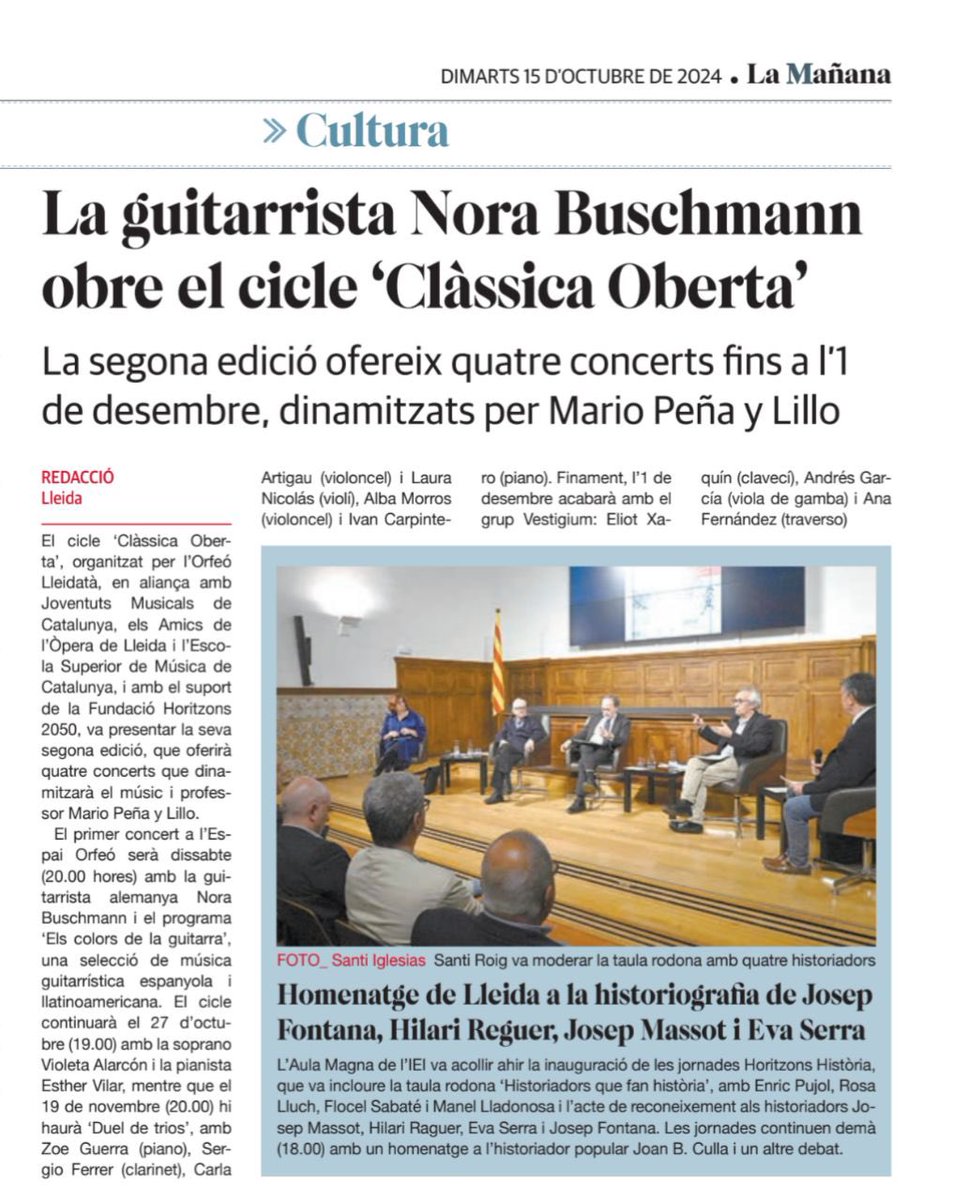 A <a href="/LaManyanacat/">La Mañana</a> d’avui es fan ressò tant d l’inici d’HORITZONS HISTÒRIA 2024 com d la presentació dl 2n cicle d CLASSICA OBERTA. Gràcies!
<a href="/Horitzons2050/">Fundació Privada Horitzons 2050</a>