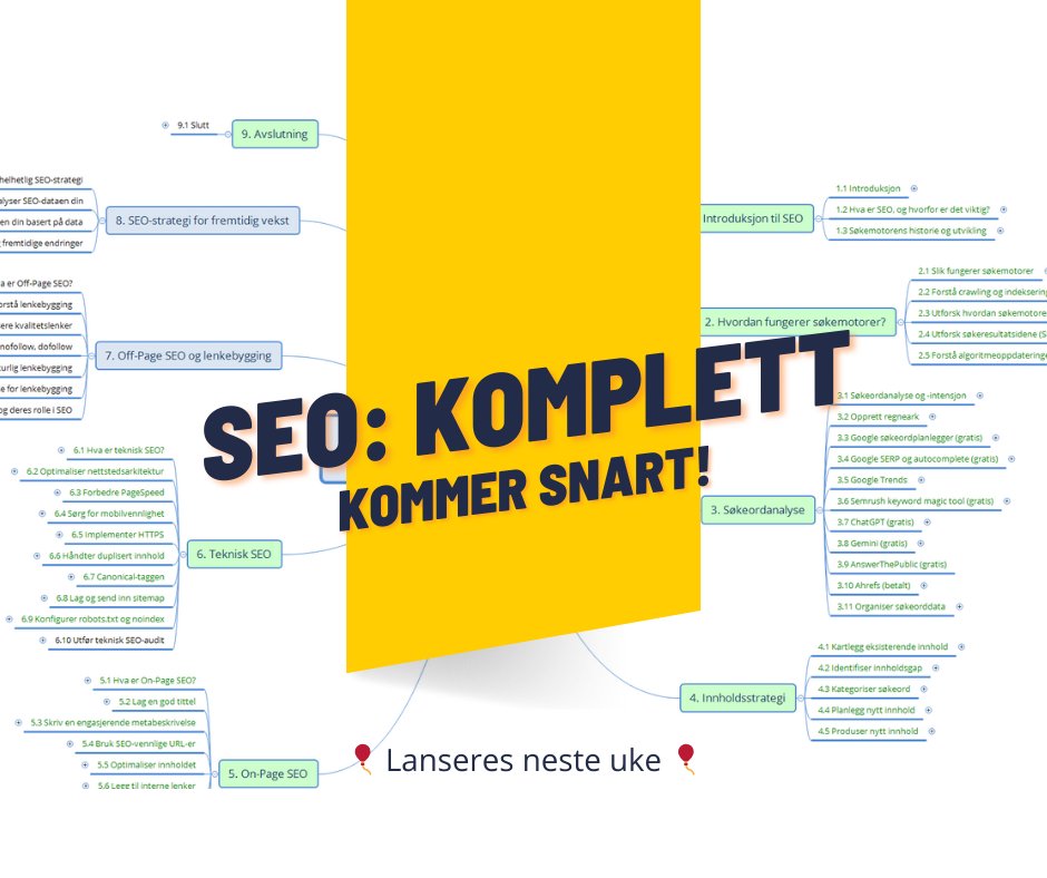Vil du lære SEO som en proff? Neste uke slipper vi Nettkurs i søkemotoroptimalisering – komplett guide, sannsynligvis det mest dyptgående SEO-kurset i Norge!

Lær hvordan du kan sjarmere Google og ta nettsiden din til topps.