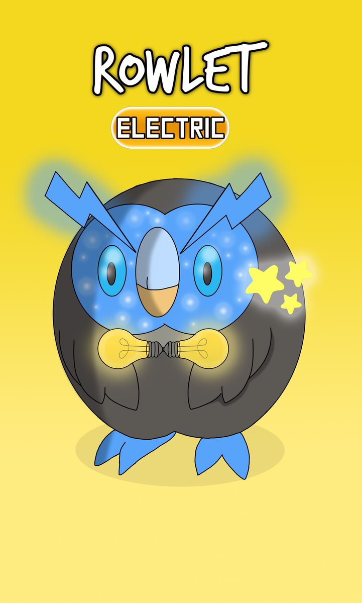 If rowlet was an electric type.. ⚡️🩷 #fakemon #rowlet #typeswap #pokemonart