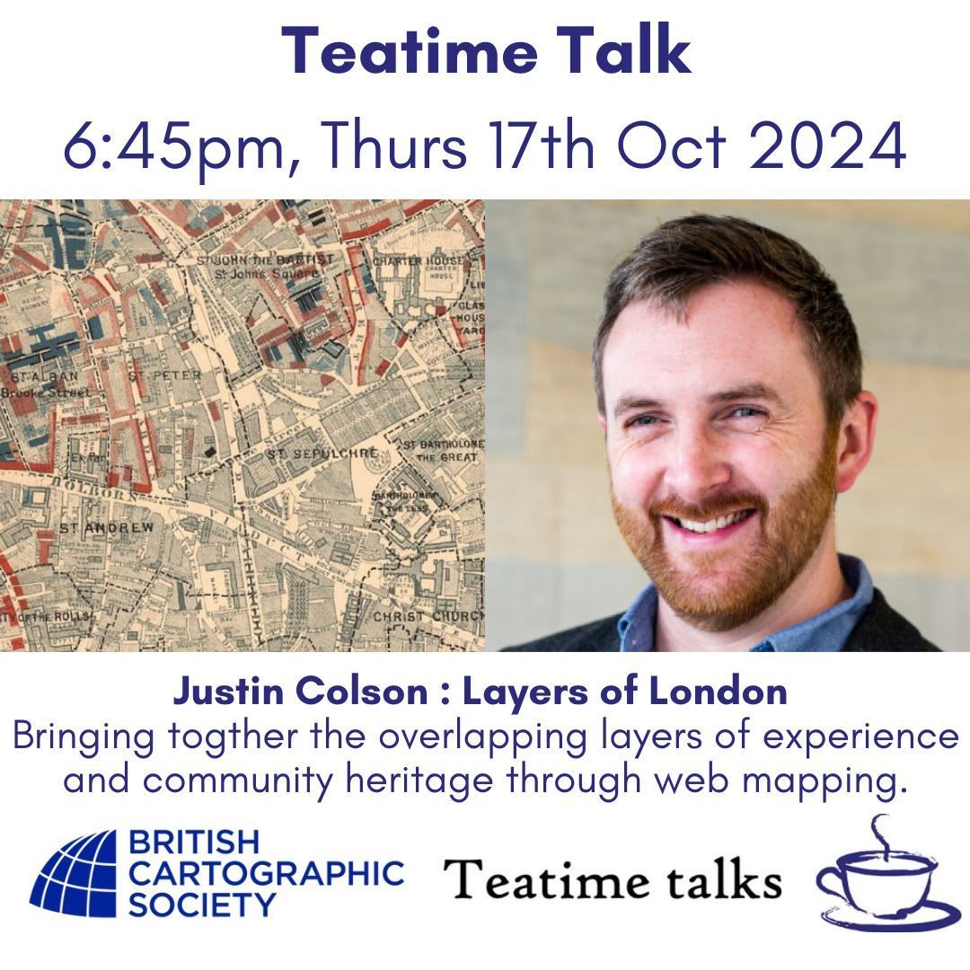 Come and join us for this weeks Teatime Talk Online - "Mapping My World”
Justin Colson talks about insights into the mapping of Layers of London

Date: 17 October 2024
Time: 6:45 PM UK
Please see your members email to sign up or become a member for access bit.ly/4ey99d3