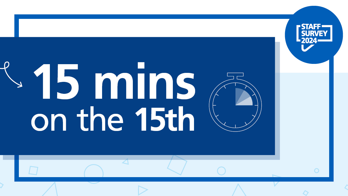 ⭐ GHT Staff! Your Voice Matters! ⭐

Today, October 15th, we’re encouraging all colleagues to take just 15 minutes to make a difference by completing the Staff Survey! 💬📝

Stop by our Staff Survey stands at Fosters or Blue Spa during lunchtime.
