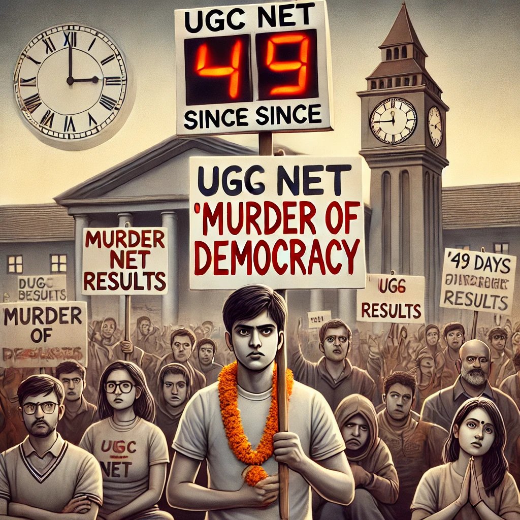 Avinash21344104's tweet photo. 49 days have passed since the UGC NET exam, and still no results! This delay is a clear 'Murder of Democracy.' We demand justice and transparency for students. Our future matters! #NETRESULTMISSING
#ugcnetresult2024
#MURDEROFDEMOCRACY
#SHAMEONYOUNTA
#SHAMEONYOUUGC https://t.co/G3G4J5r0Ll