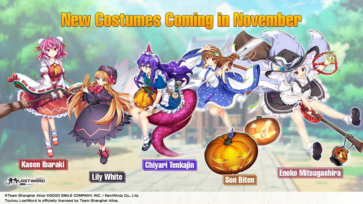 touhouLW_Global's tweet photo. Hi friends,

Our 3.5th Anniversary is happening on Nov 11, and we've got so much to show you!🥳

To count down to our Anniversary, we've got some new Friends releasing in early November! Want to know who they are? Check the image below!

New costumes are coming, too!👘

#touhouLW https://t.co/9dEVPTc6Qi