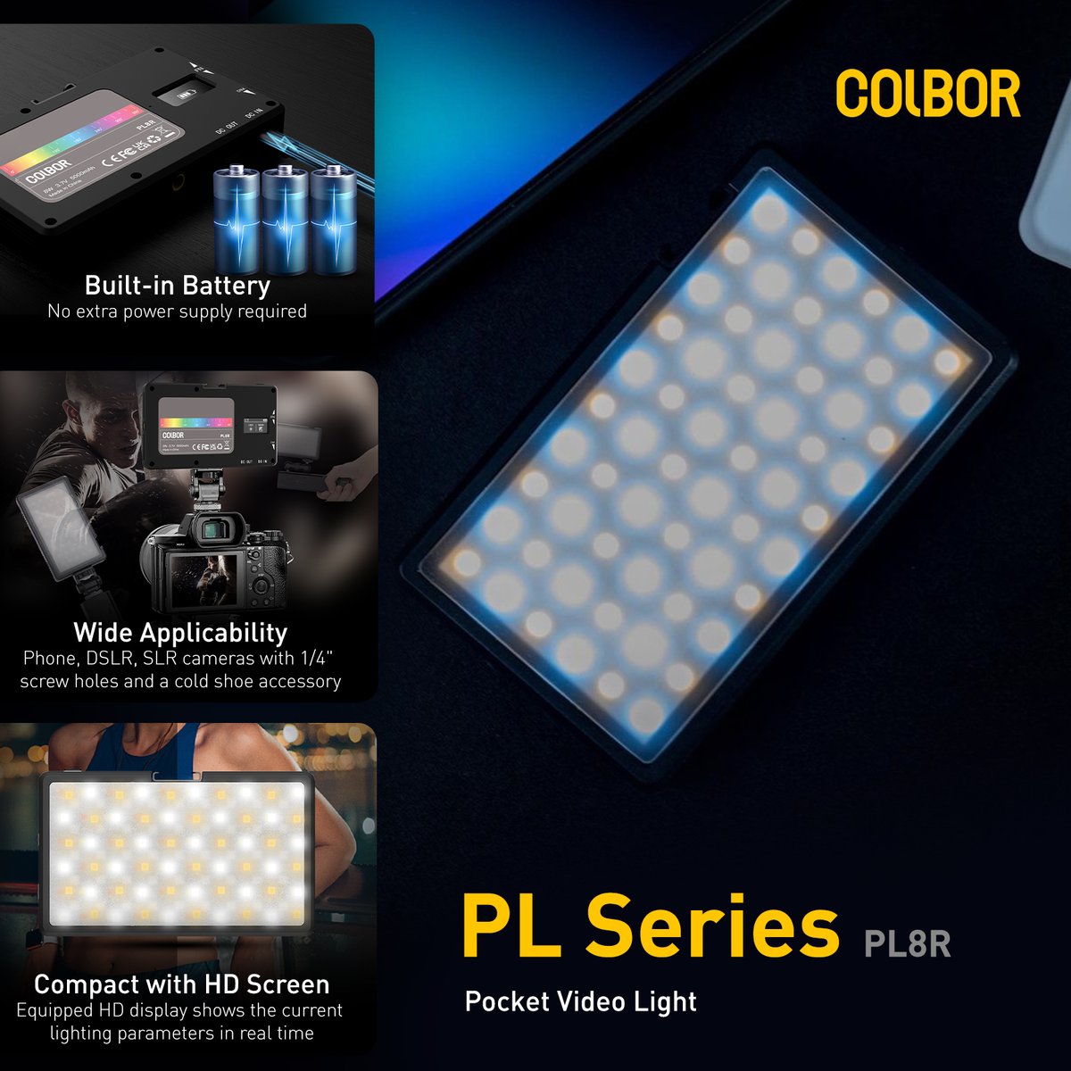 colborjapan's tweet photo. PL シリーズで冒険が待っています! COLBOR 初のバッテリー内蔵ポケットライトで、外出先でもいつでもライトを点灯できます!💥💥
⭐️https://t.co/NbilbJFx43
#colborlight #colborrgb #rgbvideolight #小さな撮影ライト https://t.co/0TeSjxkmXM