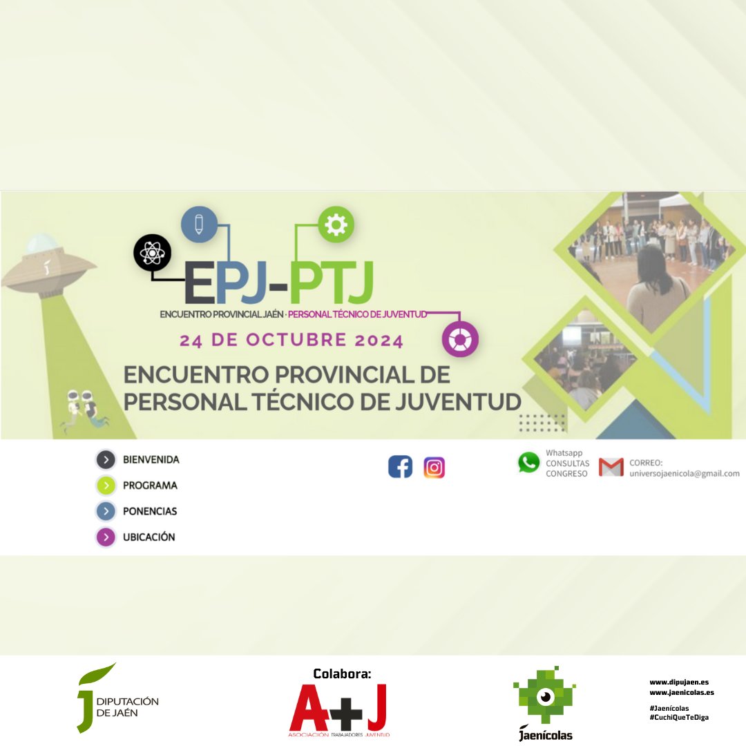 ℹ𝐏𝐑𝐄𝐒𝐄𝐍𝐓𝐀𝐂𝐈Ó𝐍 𝐃𝐄𝐋 𝐄𝐍𝐂𝐔𝐄𝐍𝐓𝐑𝐎 𝐏𝐑𝐎𝐕𝐈𝐍𝐂𝐈𝐀𝐋 𝐃𝐄 𝐏𝐄𝐑𝐒𝐎𝐍𝐀𝐋 𝐓É𝐂𝐍𝐈𝐂𝐎 𝐃𝐄 𝐉𝐔𝐕𝐄𝐍𝐓𝐔𝐃
👉𝐓𝐨𝐝𝐚 𝐥𝐚 𝐢𝐧𝐟𝐨 𝐞𝐧 𝐞𝐥 𝐬𝐢𝐠𝐮𝐢𝐞𝐧𝐭𝐞 𝐥𝐢𝐧𝐤: view.genially.com/66eff7e50d4010…
#juventud #jaén #Jaenícolas #CuchiQueTeDiga #JovenesActivos