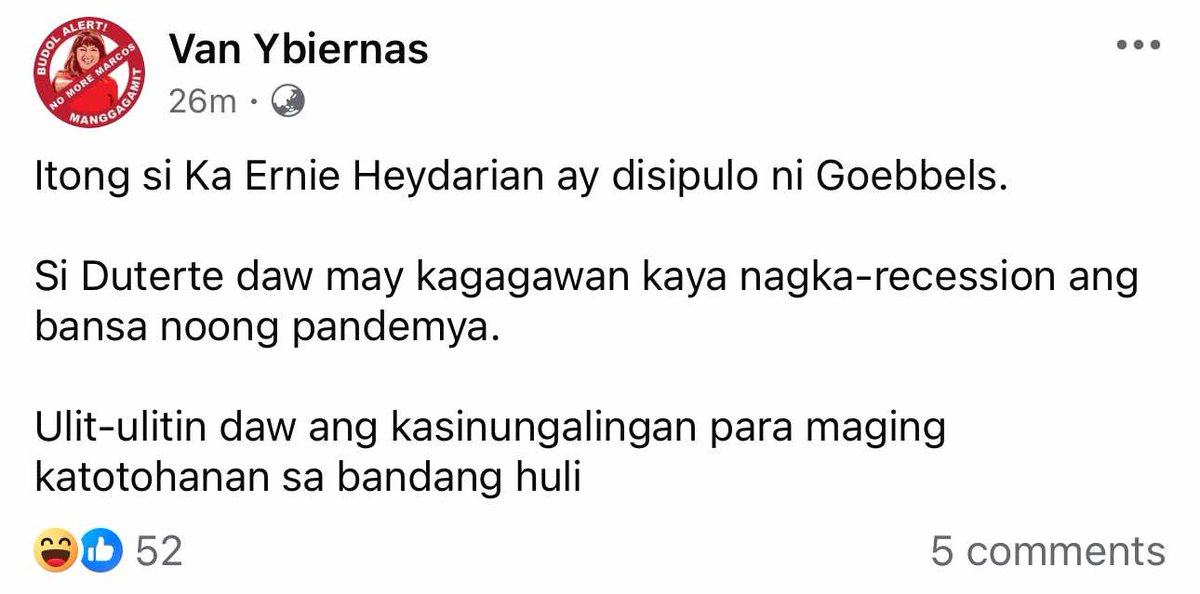bespahugotpls's tweet photo. @RichHeydarian Tanga. Madaming taga Manila ang nakapag turista sa Davao and vice versa. Goebbels na Goebbels talaga tong mamarung political analyst na to. https://t.co/2jI3M8C1V8