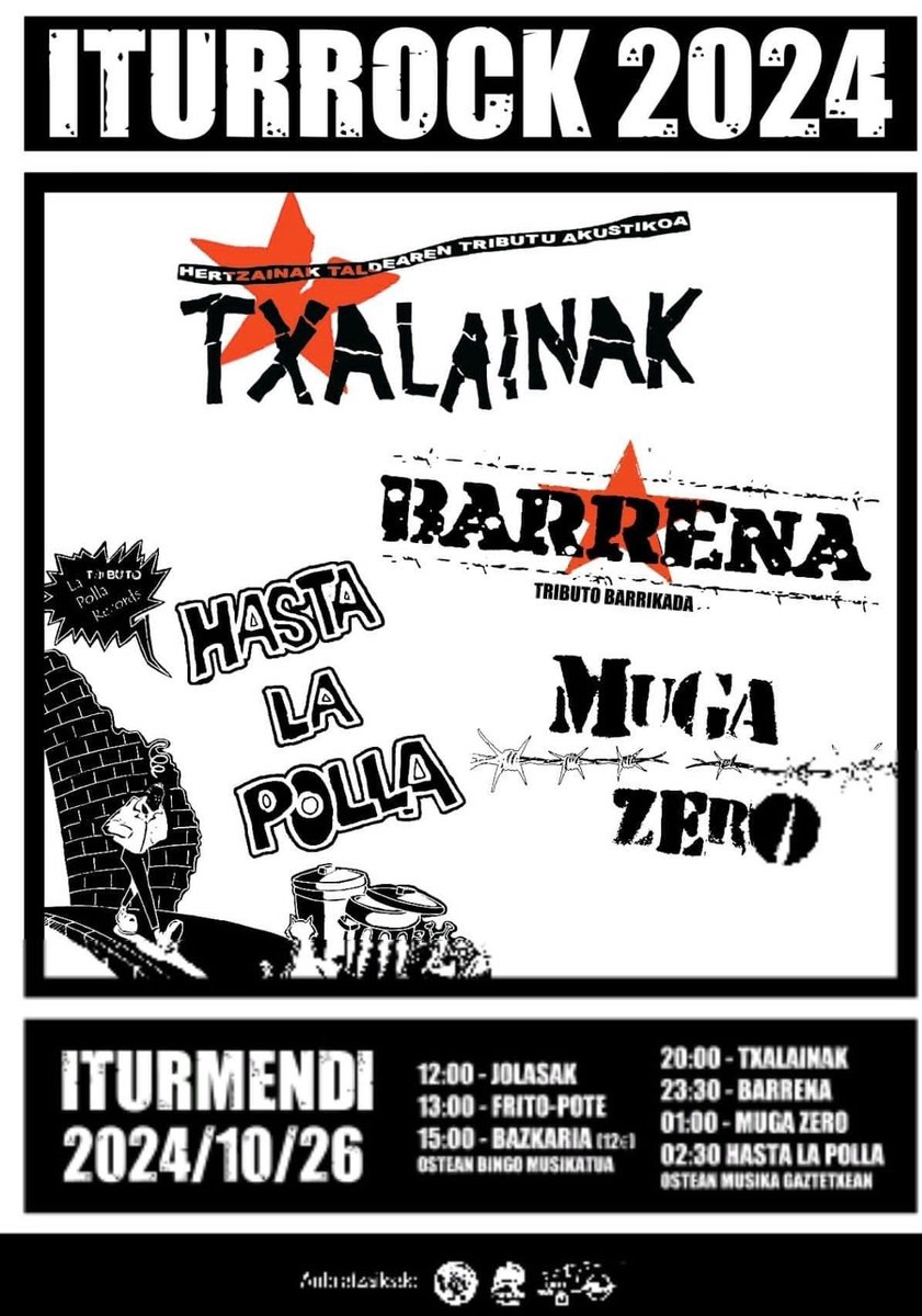 Txalainak's tweet photo. 🔥80ko hamarkadako kartela! 🔥
📍Iturmendi (Naf)
🗓️ 10/26
🕗 20:00 https://t.co/bOB7gXkY7E