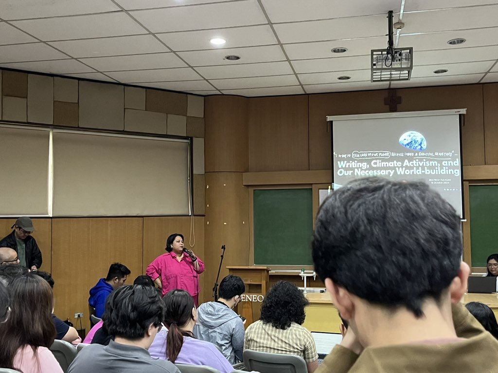 TheGUIDON's tweet image. The third speaker for today is Beatrice Tulagan, a climate organizer for <a style="text-decoration: none;" rel="nofollow" target="_blank" href="http://350.org">350.org</a> and writer, who will discuss how environmental activism helps to reverse climate change through writing. | via @Aidan_TheGUIDON 

#TALABIntegralEcology