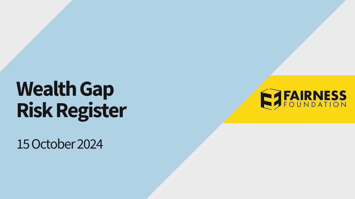 How is wealth inequality damaging our society, economy and democracy and what can we do about it? Find out in our Wealth Gap Risk Register, launched today at fairnessfoundation.com/risks