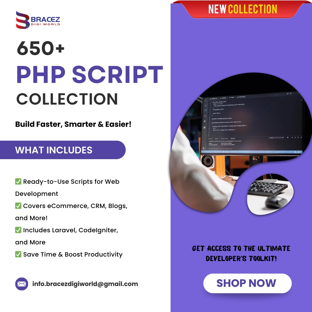 IBracez's tweet image. superprofile.bio/vp/66d810c75da…
Build smarter with our 650+ PHP Script Collection! Ready-to-use for eCommerce, blogs, CRM & more. Includes Laravel & CodeIgniter. Available on cosmofeed now! #WebDevelopment #PHPScripts #DevLife