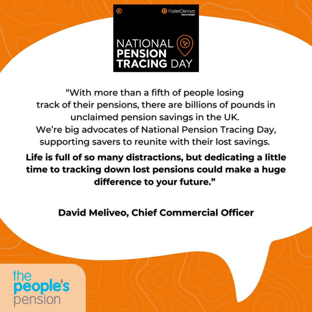 National Pension Tracing Day (@tracingpension) on Twitter photo A huge thank you to <a href="/peoplespension/">peoplespension</a> for supporting #NationalPensionTracingDay!
Read why they’re supporting the #GreatPensionTreasureHunt 👆 A huge thank you to <a href="/peoplespension/">peoplespension</a> for supporting #NationalPensionTracingDay!
Read why they’re supporting the #GreatPensionTreasureHunt 👆