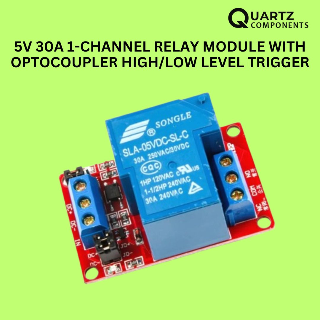quartzcomponent's tweet image. Power up your projects with 5V 30A 1-Channel Relay Module! Equipped with an optocoupler for isolation, high/low level trigger & capable of handling up to 30A, perfect for automation & more
Product Link-
quartzcomponents.com/collections/po…
#RelayModule #Optocoupler #5VRelay #HighCurrent
