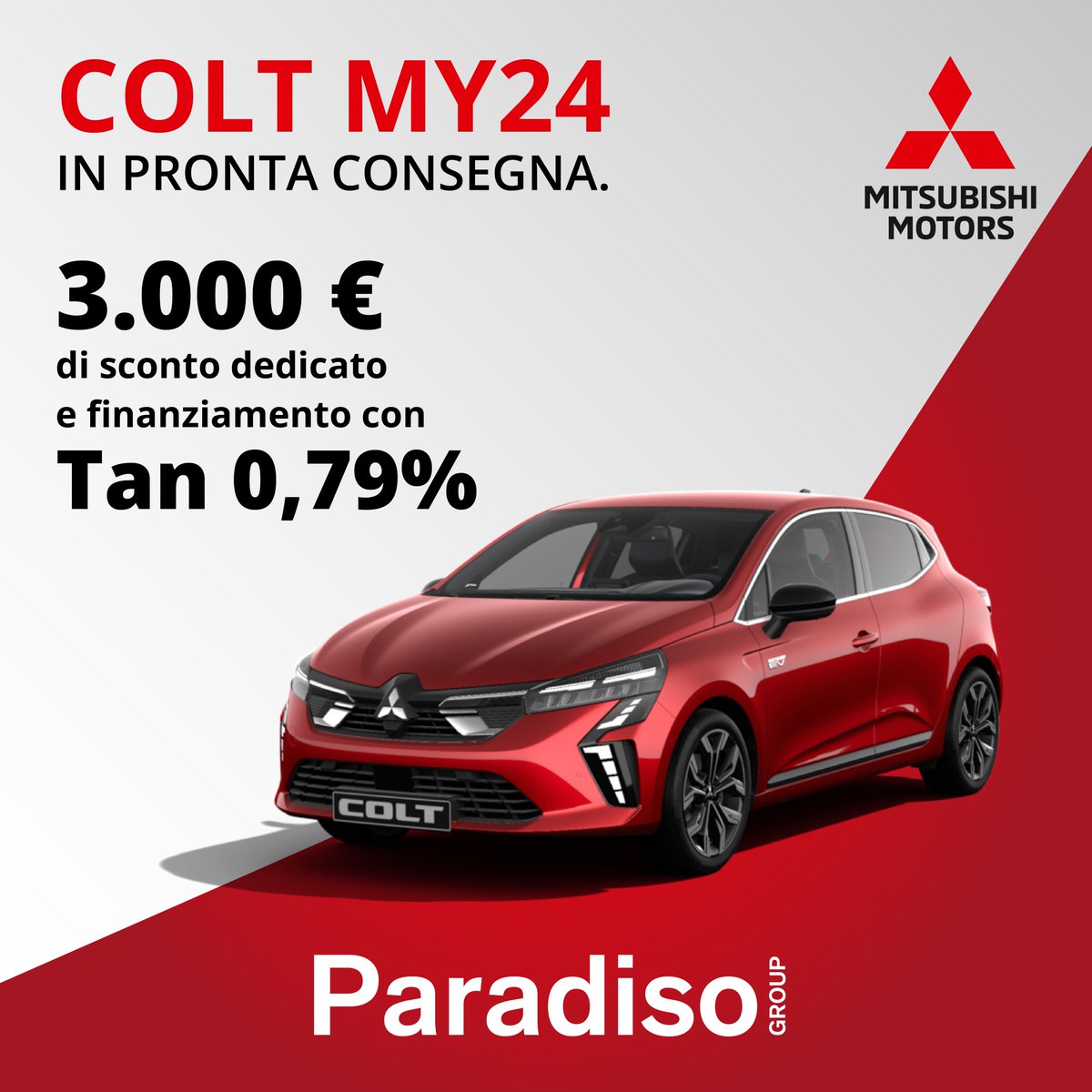 GroupParadiso's tweet photo. Mitsubishi #COLT My24 in pronta consegna
Tua con 3.000€ di sconto dedicato e con un finanziamento con TAN 0,79%
Scopri di più da Paradiso, ti aspettiamo.

Paradiso Concessionaria Uff. #Mitsubishi
#WeAreParadisoGroup #ParadisoGroup #ParadisoMitsubishi #MitsubishiColt https://t.co/bHhtsnlWUF