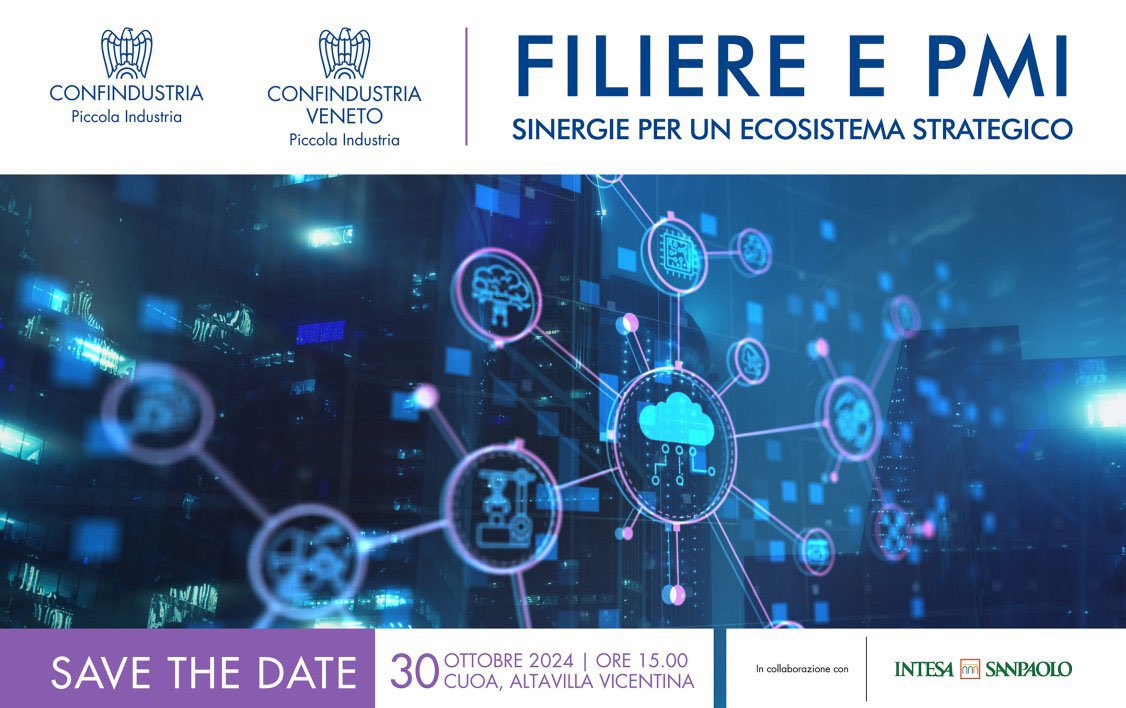 .<a href="/PIConfindustria/">Piccola Industria Confindustria</a> e Piccola Industria #ConfidustriaVeneto organizzano l'evento "FILIERE E PMI – Sinergie per un Ecosistema Strategico" 
🗓️ 30 ottobre dalle ore 15.00 
📍CUOA Business School - Altavilla Vicentina (VI) 

Scopri il programma e iscriviti: 
confindustria.veneto.it/2024/10/03/eve…