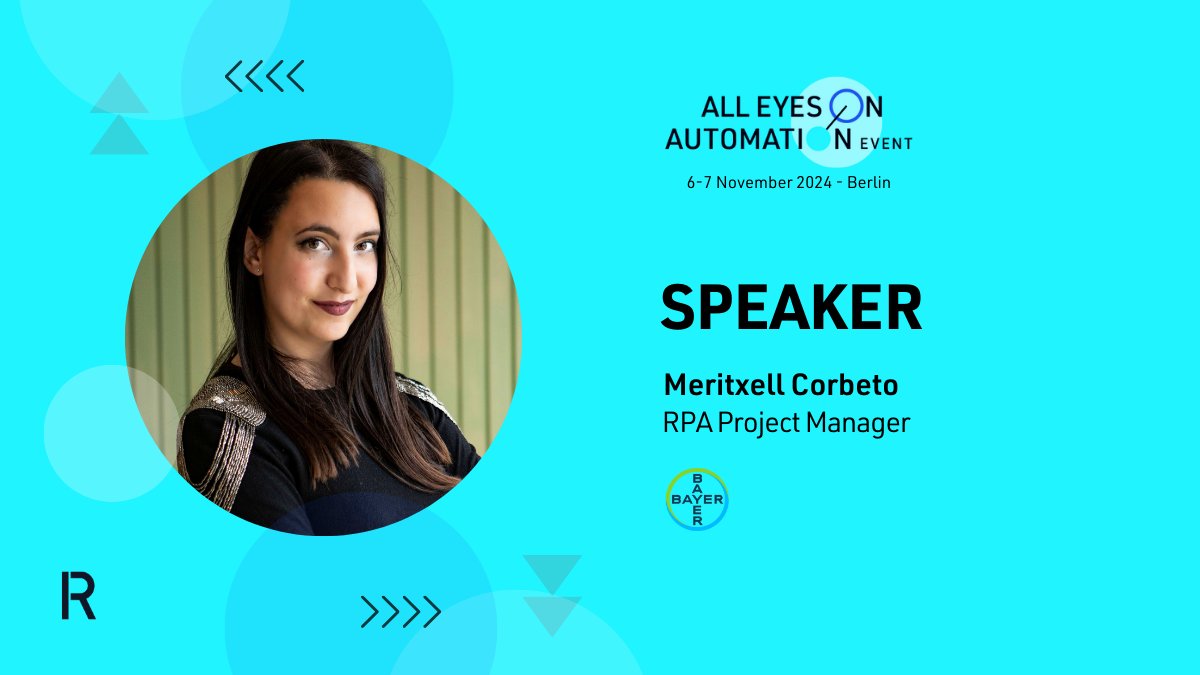 New Speaker at #AllEyes24, Meritxell Corbeto González, RPA Project Manager at <a href="/Bayer/">Bayer AG</a> ! Join her alongside industry experts as they delve into the future of hyperautomation and its impact! Secure your FREE ticket today with code: VIPFREE &gt; zurl.co/m2SP