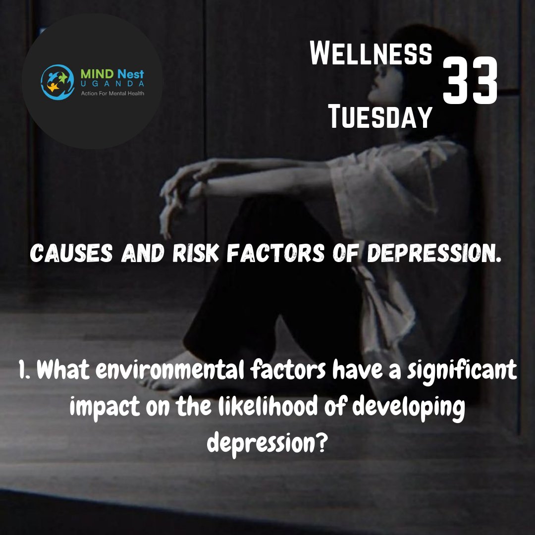 mindnestug's tweet image. 1. What environmental factors have a significant impact on the likelihood of developing depression? 

@hassanmask001 @RojaKwagala

#themindnest 
#DepressionAwareness
#UnderstandingDepression
#DepressionCauses
#RiskFactorsOfDepression
