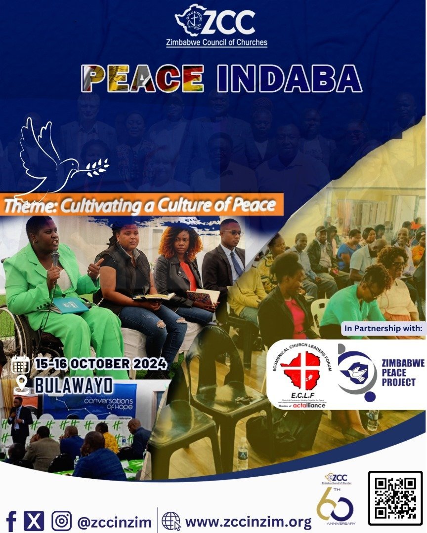#HappeningNow  <a href="/zccinzim/">Zimbabwe Council of Churches</a> in partnership with <a href="/ECLFZim/">ECLFZ</a>  and <a href="/zppINFO/">The Zimbabwe Peace Project</a>  are  convening a 2-day #PeaceIndaba in Bulawayo running under the theme: cultivating a culture of peace. Participants are drawn from the #CSOs, #PeaceExperts, #GoZ stakeholders, church leaders inta alia. 
#Peace