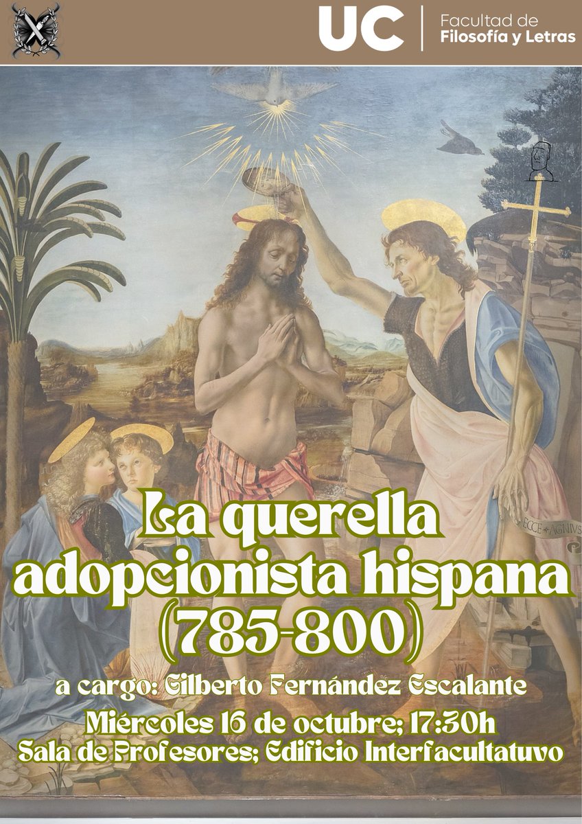 🔴Mañana🔴
En la Sala de Profesores, del Edificio Interfacultativo, a las 17:30h.
Una charla a cargo de Gilberto Fernández Escalante. 
"La querella adopcionista hispana (785-800)".
Os esperamos a todos.
:)