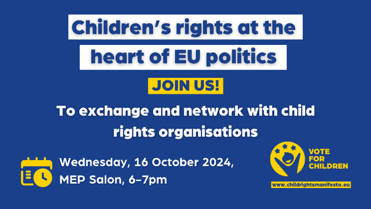 📢 Calling all MEPs!   

Join us tomorrow in Brussels to exchange with child rights organisations and show your support for the Intergroup on Children's Rights. 

Let’s ensure #children’s voices are heard in EU decision-making!

 #VoteforChildren

👉childrightsmanifesto.eu