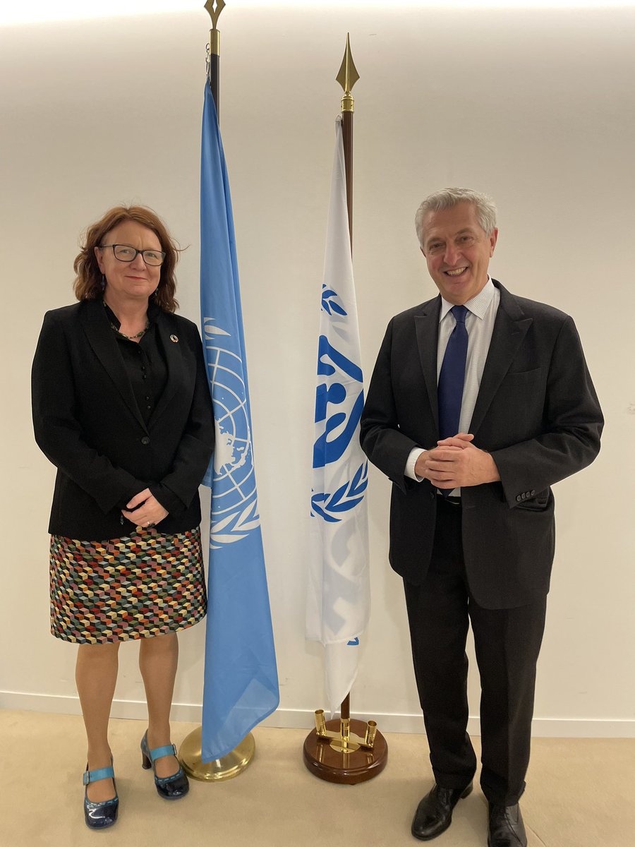 NorwayInGeneva's tweet photo. With more than 120 million displaced around the 🌎 - protection continues to be a Norwegian 🇳🇴 core priority. UNHCR continues to be a key partner globally. 

- State Secretary @BjorgSandkjaer in meeting today w/ @FilippoGrandi https://t.co/kNkGuj4OJO