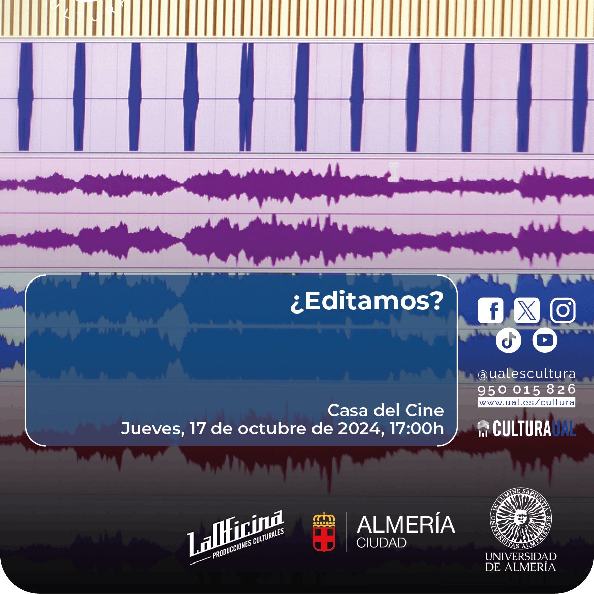 👉Quedan 5 plazas! #gratuito #edición #Audacity #podcast #audio 
📍en la #CasadelCine <a href="/laoficinalmeria/">A.C. LaOficina</a> <a href="/ualescultura/">UALesCultura</a>