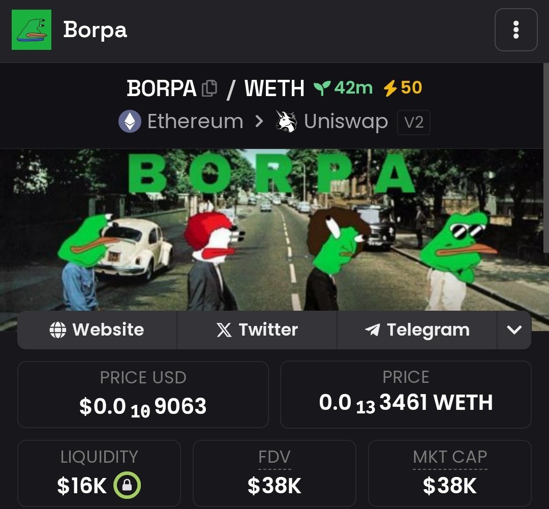 Tradorman's tweet photo. Aped $BORPA here subs $38K MC. I like their art. Try to gamble in low cap. Dyor!

https://t.co/8fA7QeZlyE https://t.co/mrIwJLMh0w