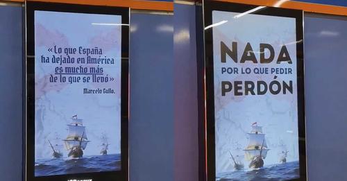 marcelogullo's tweet photo. Una campaña llena el Metro de Madrid de carteles con el lema «Nada por lo que pedir perdón» por el 12-O.
https://t.co/cj9YQbkm9x https://t.co/YGZQghr5GI