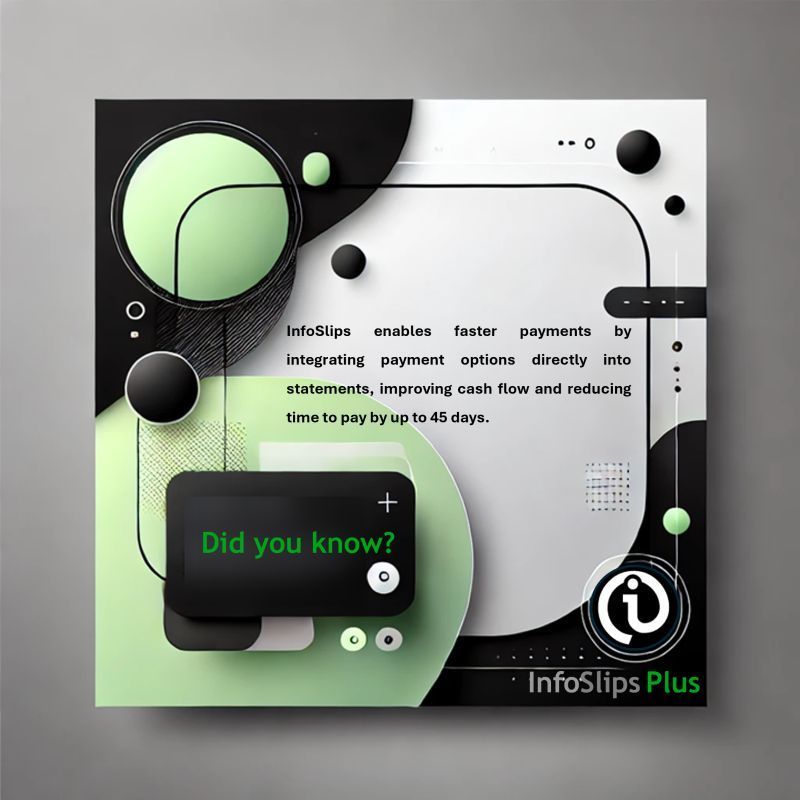 InfoSlips's tweet image. 💳 Faster payments, better cash flow! Integrate payment options with InfoSlips to reduce payment times by up to 45 days. 🚀

#InfoSlips #FasterPayments #CashFlow #PaymentTech #BusinessGrowth