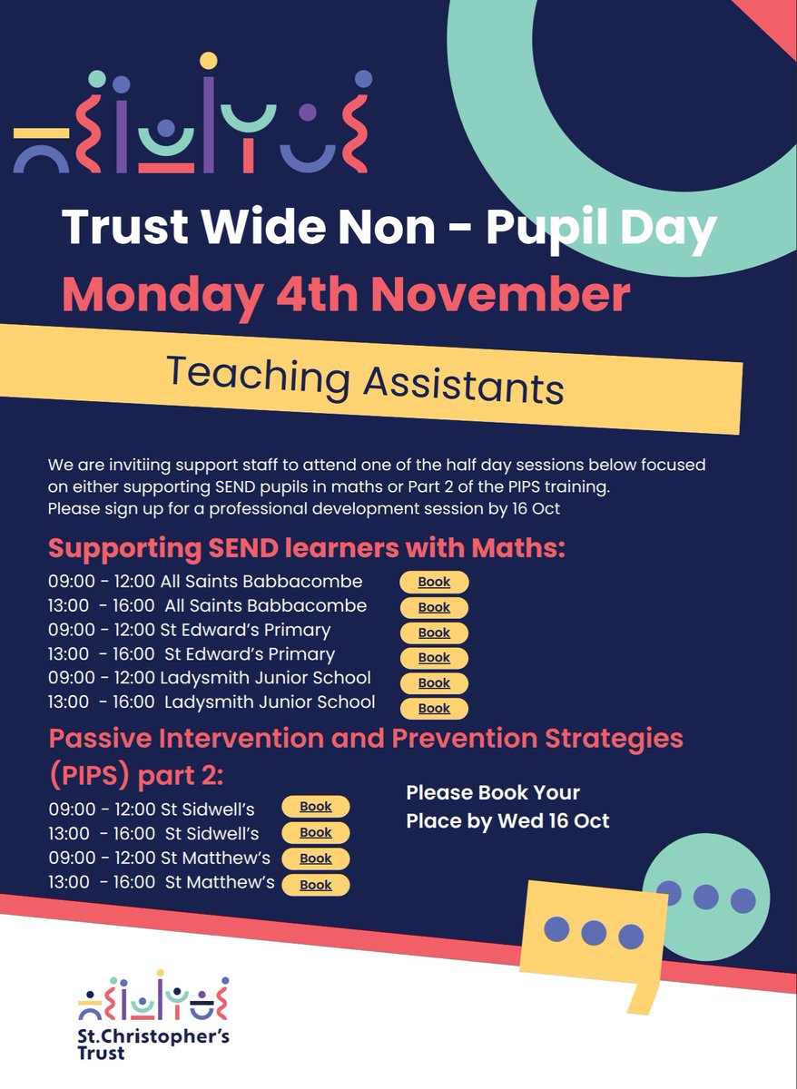 Our Trust wide non pupil day is taking shape with some fabulous CPD for our support staff.