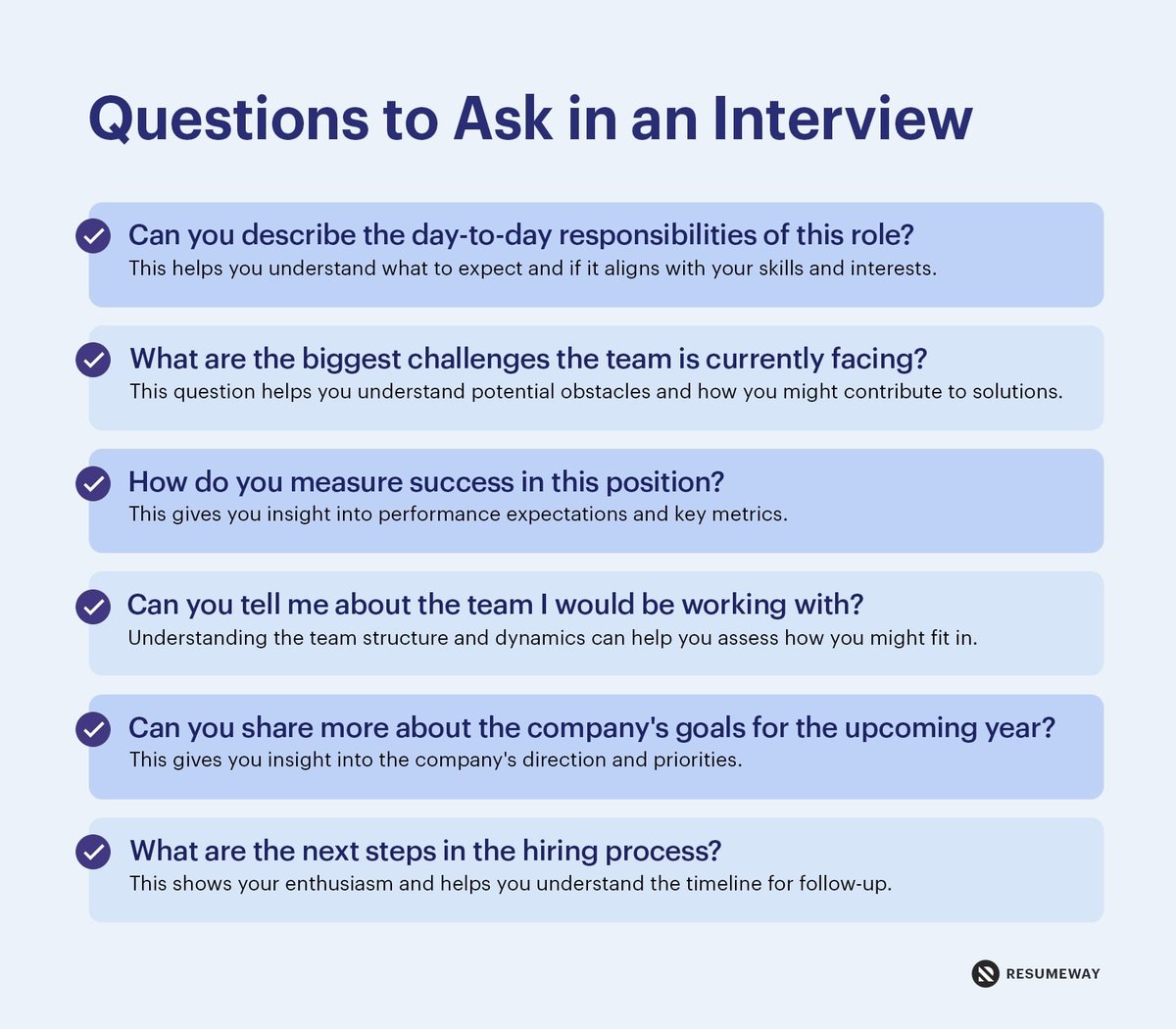 ResumeWay's tweet image. Maximize your interview by asking smart questions!  
Make the most of your opportunity by asking about the company’s culture, expectations, and growth potential. Here are some helpful questions. 
#InterviewQuestions