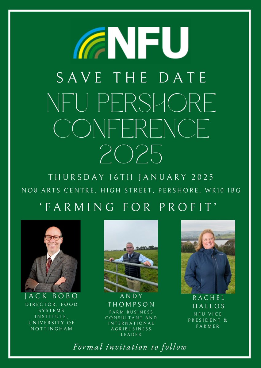 NFUWorcestershire (@nfuworcs) on Twitter photo Fantastic Line up for the Pershore Conference:
<a href="/Jack_A_Bobo/">Jack Bobo</a> <a href="/rachelhallos/">Beeston Hall Salers</a> and <a href="/Andy_Thompson_/">Andrew Thompson</a>
Save the date: Thursday 16th January 2025 Fantastic Line up for the Pershore Conference:
<a href="/Jack_A_Bobo/">Jack Bobo</a> <a href="/rachelhallos/">Beeston Hall Salers</a> and <a href="/Andy_Thompson_/">Andrew Thompson</a>
Save the date: Thursday 16th January 2025