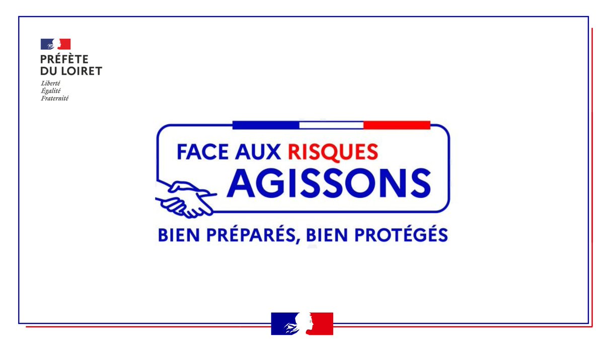 📆en octobre : journée nationale d'action face aux risques🌍

Participez aux évènement dans le Loiret pour tout savoir sur les risques d'inondations, accidents industriels... et comment réagir.

Chacun est acteur de sa sécurité !

Programme dans le Loiret👉urlr.me/Pbgsx