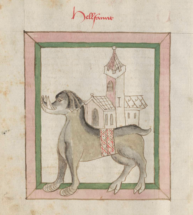 Diese Federzeichnung zeigt nicht etwa einen Drachen oder eine andere Sagengestalt, sondern einen Elefanten – so wie ihn sich ein Illustrator des 15. Jahrhunderts vorstellte. Der graue Riese findet sich im Kräuterbuch Johannes Hartliebs, genauer in der Fassung B.
#HSC_Bildraetsel