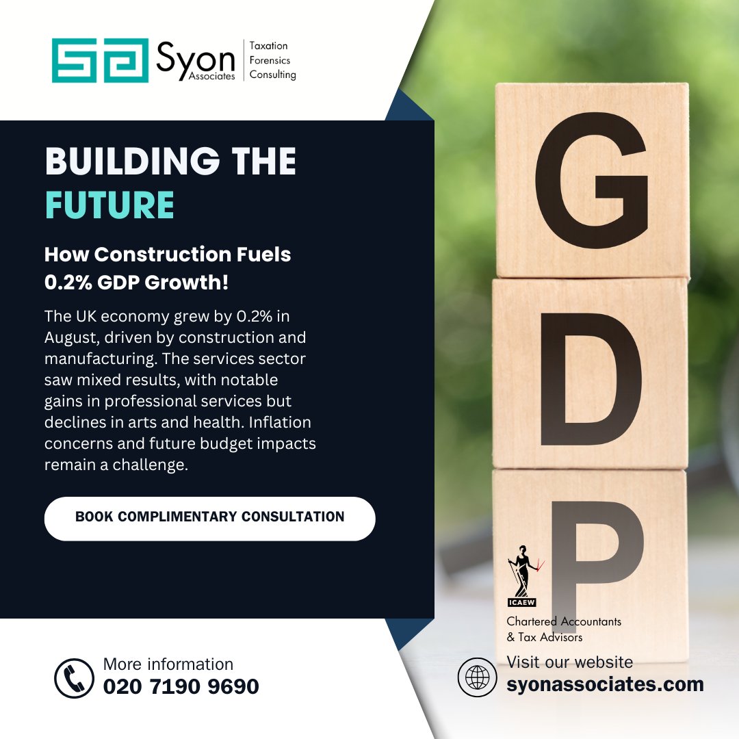 SyonAssociates's tweet photo. Building the Future: How Construction Fuels 0.2% GDP Growth!
Click here for complimentary consultation
https://t.co/pjtnQHUnDF
#accountingservices #Taxation  #UKaudit #FinancialServices
#taxconsultant #ukconsultant #thicktrunktuesday #BBUK #2024MAMAVOTE #r4today #Lorraine https://t.co/zh3ZIYsOXA