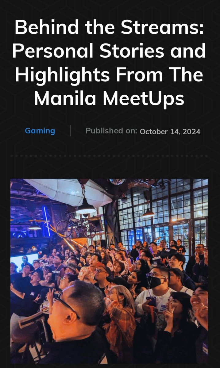 Our friends from <a href="/vrsusio/">VRSUS</a> (thanks <a href="/meekopi/">Mikko</a> !) recently wrote about the Manila Meetups!
 
Stories from fellow <a href="/TwitchPH/">Twitch Philippines</a> streamers, their history with Twitch and their experiences to share during the gathering.
 
#ManilaMeetUps <a href="/Twitch/">Twitch</a>