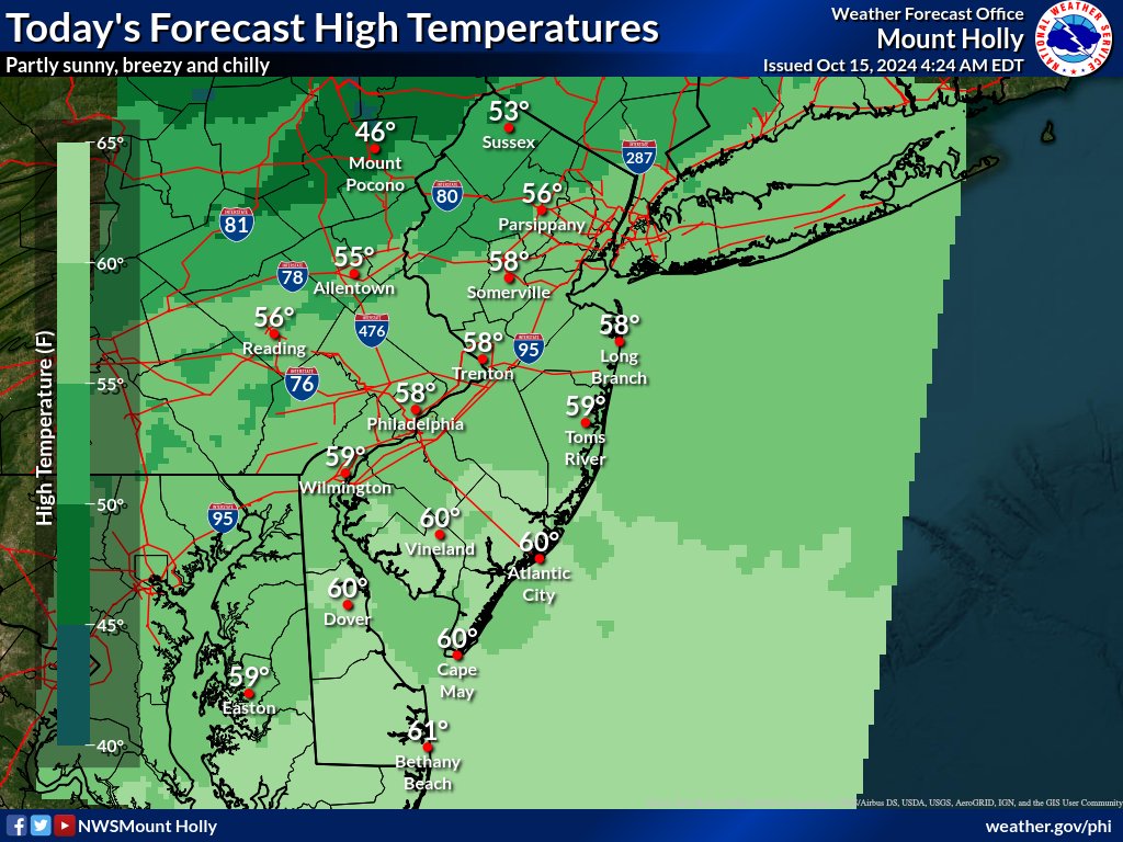 NWS_MountHolly's tweet image. A colder day today as many places start out in the 30s, then temperatures only warm into mostly the 50s. A cold night tonight with many areas dropping down into the 30s with some frost. #dewx #mdwx #njwx #pawx