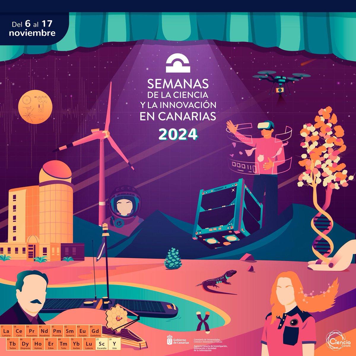 📢Semanas de la Ciencia y la Innovación en Canarias 2024
📅6-17 de noviembre
👥Público infantil y adulto en general, especializado, universitario, empresarial, emprendedor, asociaciones, colectivos
📍Gratuitas, presenciales-online, en las 8 islas
🔗 cienciacanaria.es/scei2024/ ✍
