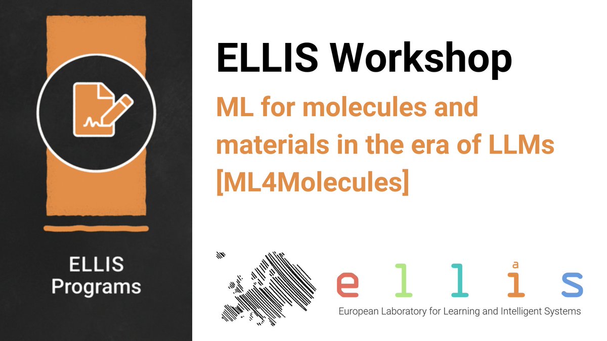 Upcoming #ELLISProgram Workshop: Free, hybrid session on Machine Learning for Molecules &amp; Materials in the Era of LLMs on Dec 6, 2024!

For more information and registration details, visit the official workshop page: moleculediscovery.github.io/workshop2024/