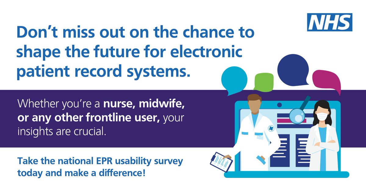 Seen an opportunity to improve your organisations Electronic Patient Record?

The useability survey lets you have a say on:
· Design and functionality
· Quality of training and support
· System configuration

Please complete and share with colleagues:
euklas.qualtrics.com/jfe/form/SV_9s…