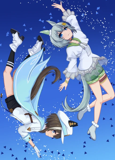 冬コミ本の表紙のスカイとシュヴァル#ウマ娘 
